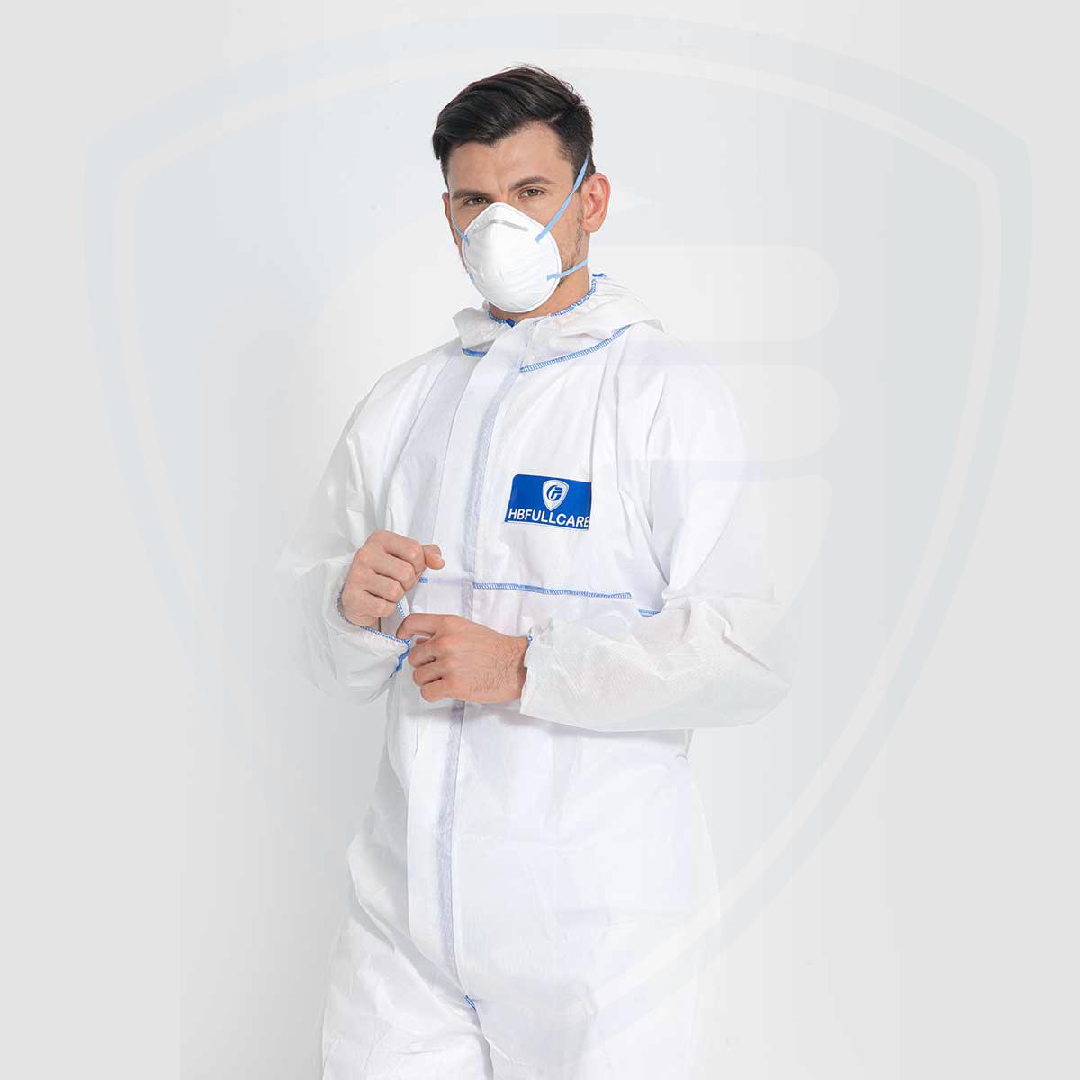 Abbigliamento da lavoro monouso di sicurezza impermeabile con cucitura esterna blu