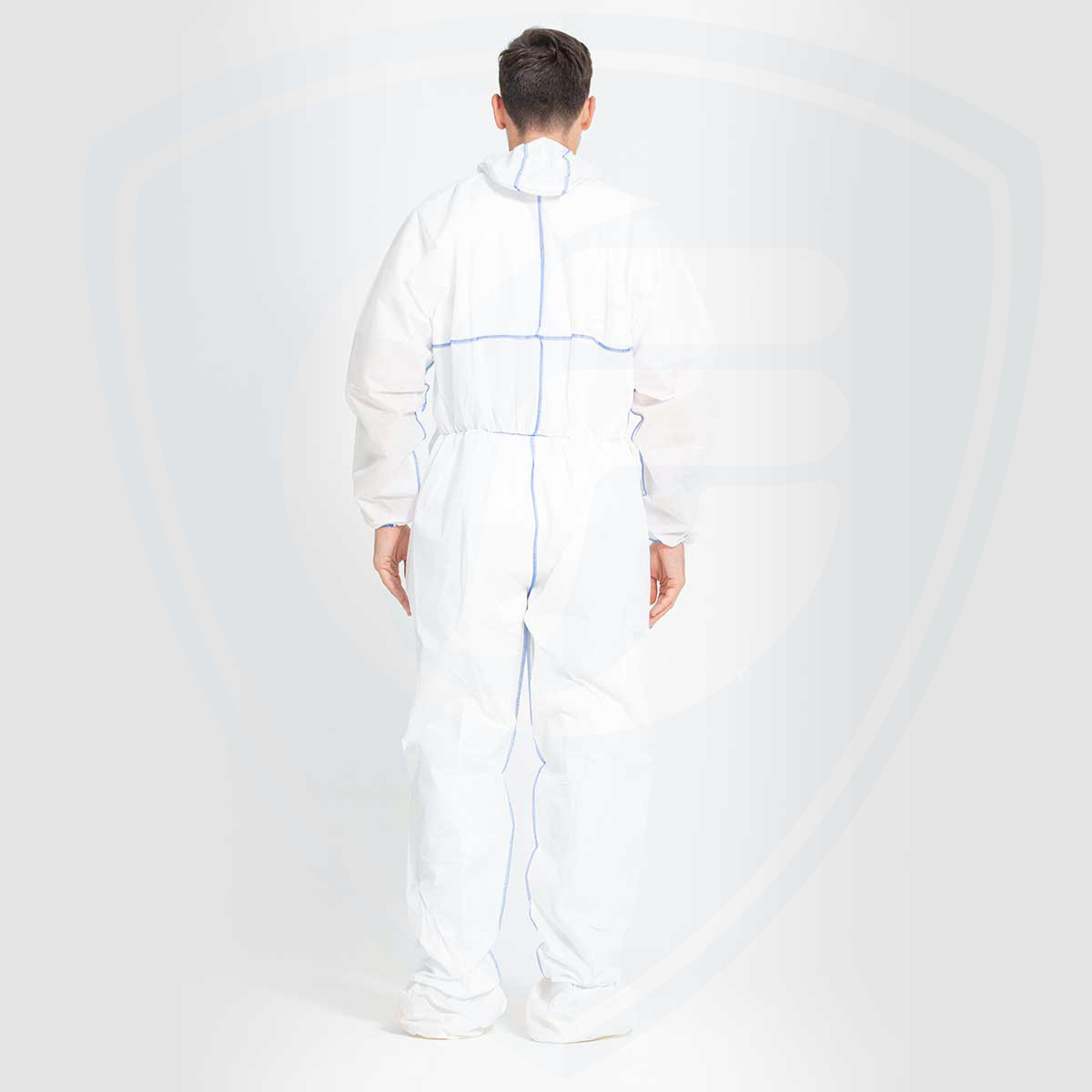 Abbigliamento da lavoro monouso di sicurezza impermeabile con cucitura esterna blu